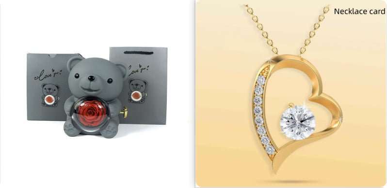 Rotating Bear Gift Box Rose Jewelry Box - AMIR BAGS INDIA PRIVATE LIMITED