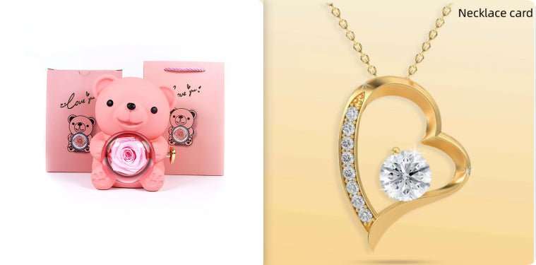 Rotating Bear Gift Box Rose Jewelry Box - AMIR BAGS INDIA PRIVATE LIMITED