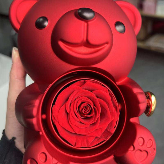 Rotating Bear Gift Box Rose Jewelry Box - AMIR BAGS INDIA PRIVATE LIMITED
