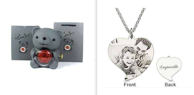 Rotating Bear Gift Box Rose Jewelry Box - AMIR BAGS INDIA PRIVATE LIMITED
