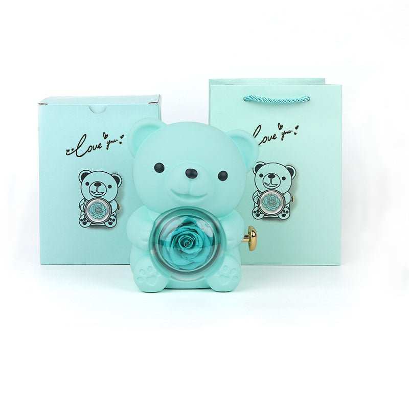Rotating Bear Gift Box Rose Jewelry Box - AMIR BAGS INDIA PRIVATE LIMITED