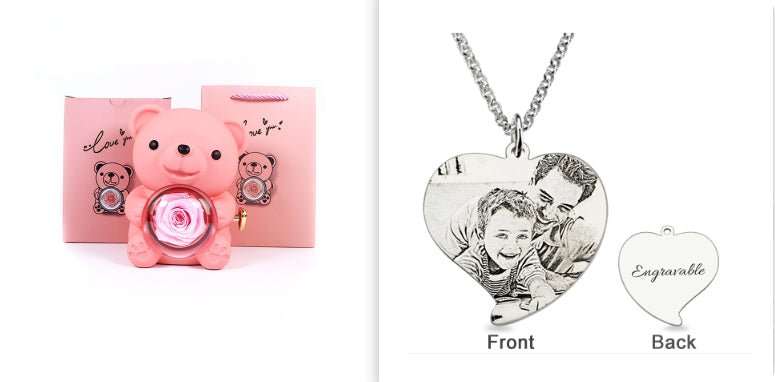 Rotating Bear Gift Box Rose Jewelry Box - AMIR BAGS INDIA PRIVATE LIMITED