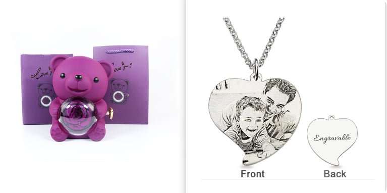 Rotating Bear Gift Box Rose Jewelry Box - AMIR BAGS INDIA PRIVATE LIMITED