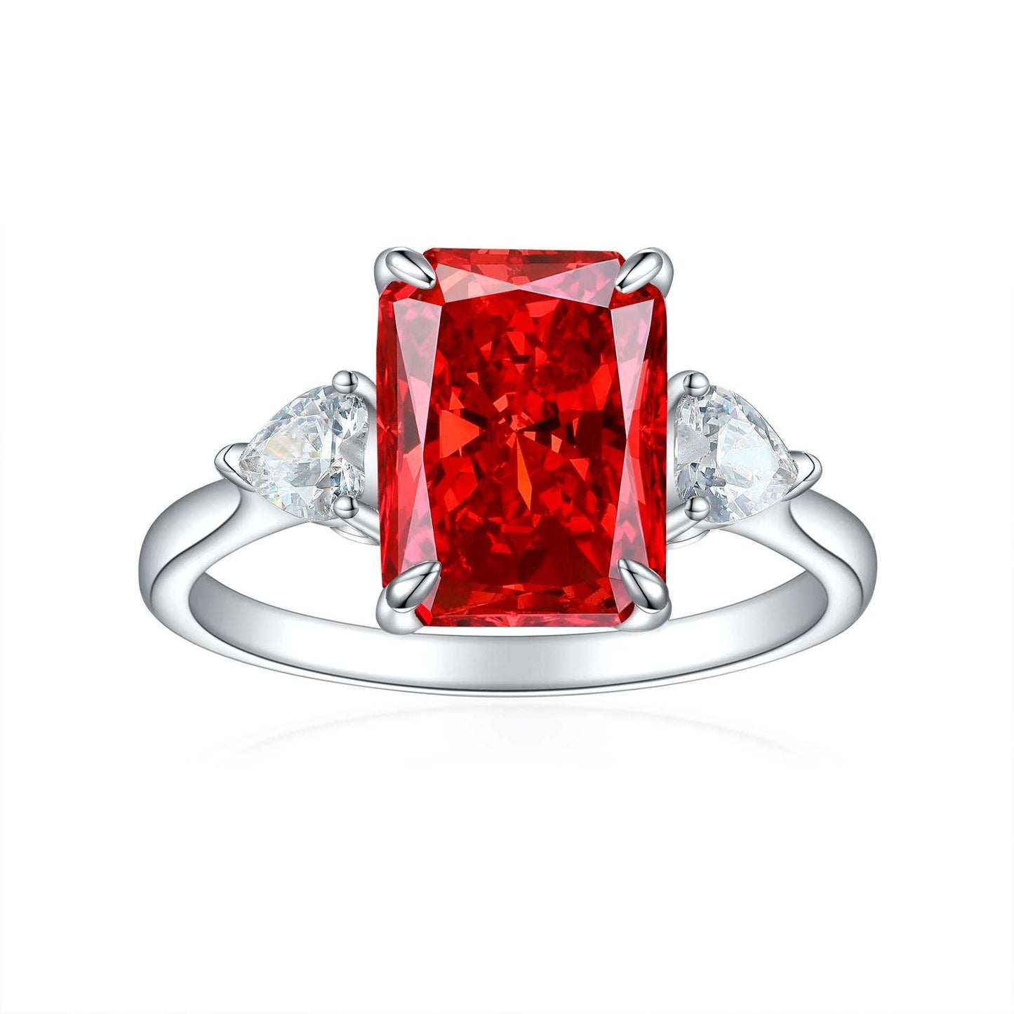 S925 Colorful Rectangular Rhinestone Ring Ins Fashion Love Rings For Women Luxury Jewelry - AMIR BAGS INDIA PRIVATE LIMITED