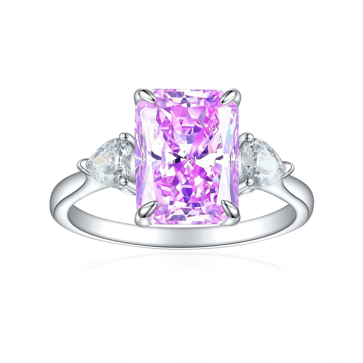 S925 Colorful Rectangular Rhinestone Ring Ins Fashion Love Rings For Women Luxury Jewelry - AMIR BAGS INDIA PRIVATE LIMITED