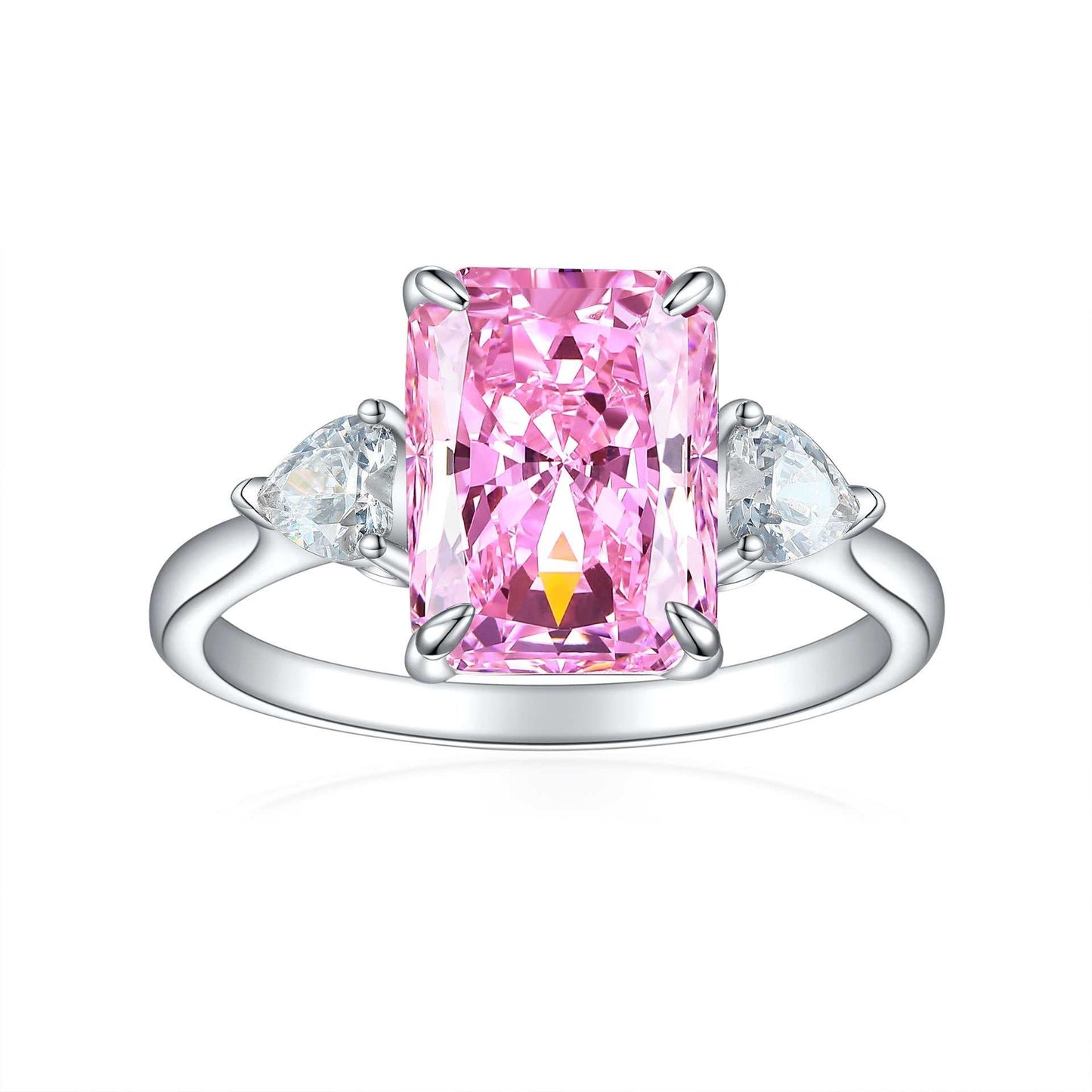 S925 Colorful Rectangular Rhinestone Ring Ins Fashion Love Rings For Women Luxury Jewelry - AMIR BAGS INDIA PRIVATE LIMITED