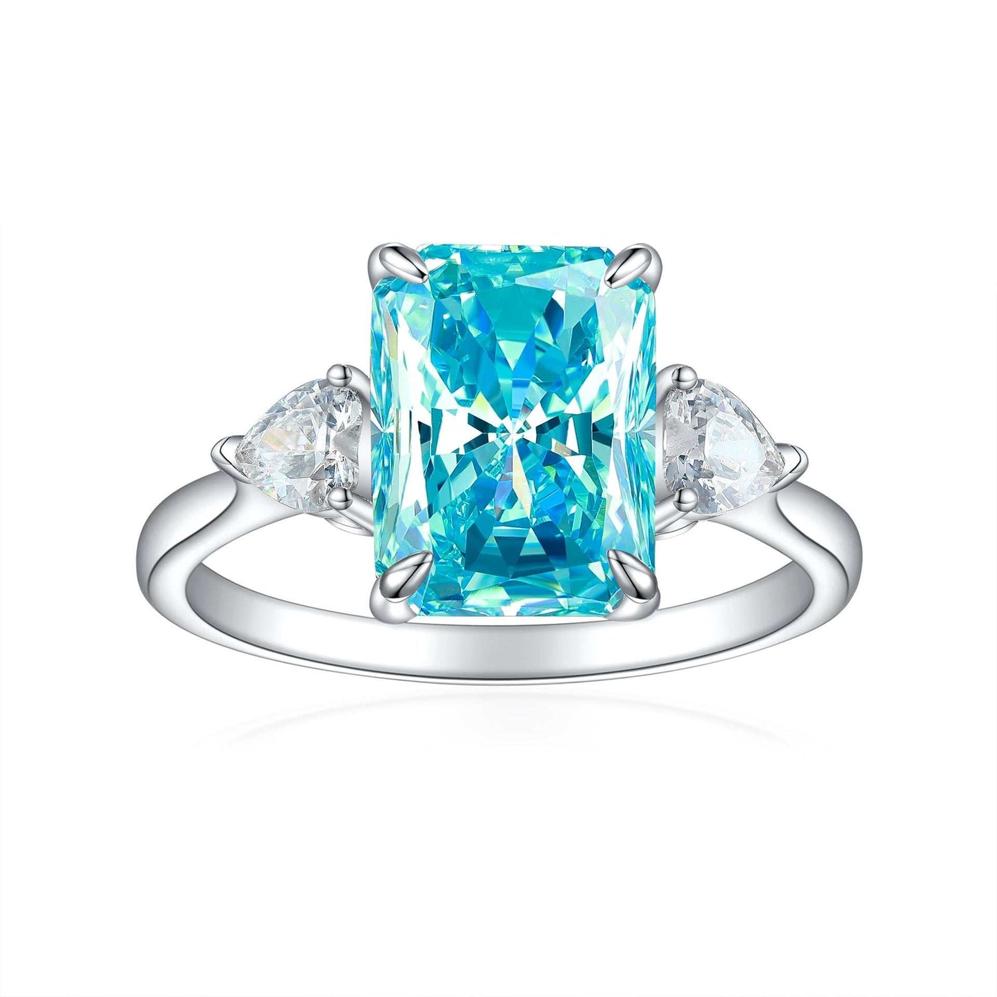 S925 Colorful Rectangular Rhinestone Ring Ins Fashion Love Rings For Women Luxury Jewelry - AMIR BAGS INDIA PRIVATE LIMITED