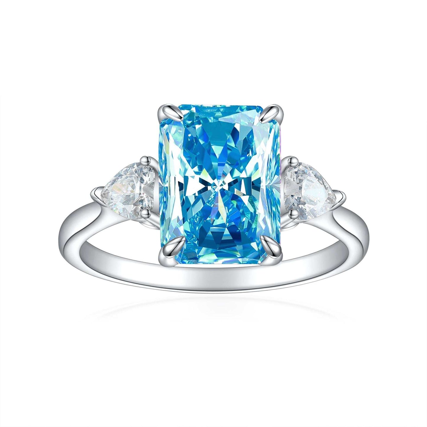 S925 Colorful Rectangular Rhinestone Ring Ins Fashion Love Rings For Women Luxury Jewelry - AMIR BAGS INDIA PRIVATE LIMITED