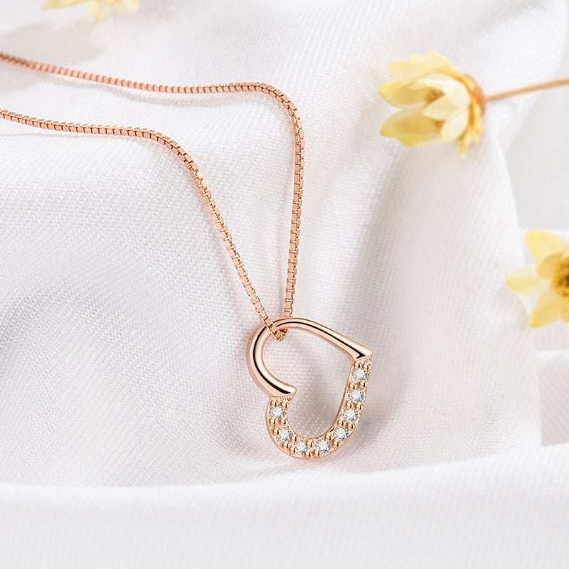 S925 Sterling Silver Love Heart Pendant Necklace For Women Fashion Jewelry Ladies Gold Color Clavicle Chain High Quality Jewelry Gifts - AMIR BAGS INDIA PRIVATE LIMITED