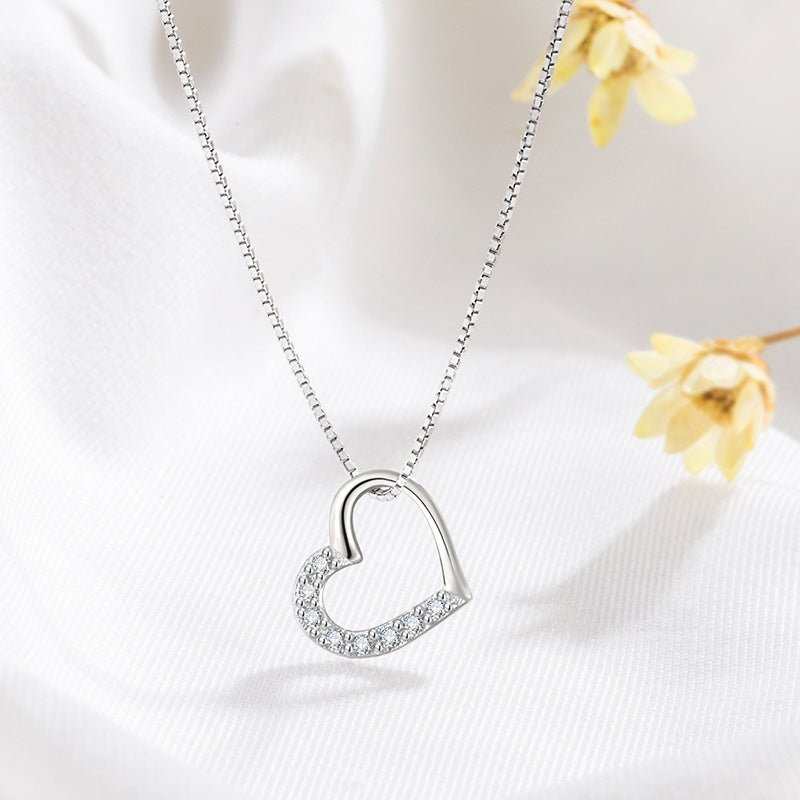 S925 Sterling Silver Love Heart Pendant Necklace For Women Fashion Jewelry Ladies Gold Color Clavicle Chain High Quality Jewelry Gifts - AMIR BAGS INDIA PRIVATE LIMITED