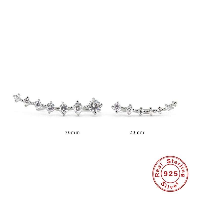 S925 Sterling Silver Single Row 7 PCs Shiny Diamond Ear Studs - AMIR BAGS INDIA PRIVATE LIMITED
