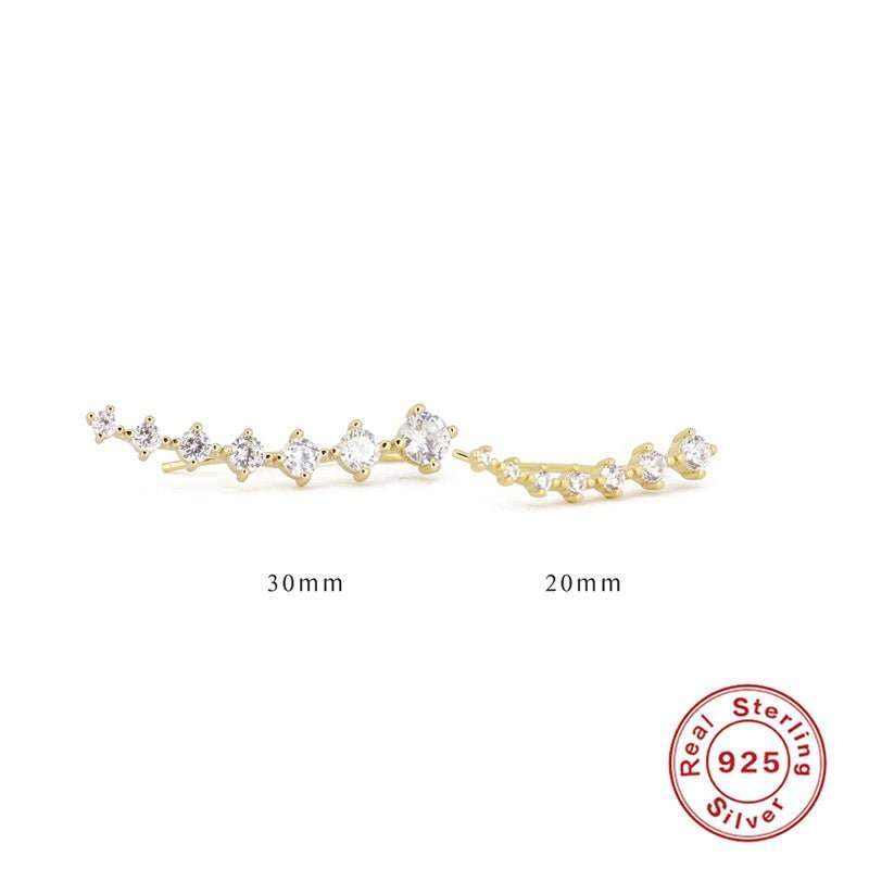 S925 Sterling Silver Single Row 7 PCs Shiny Diamond Ear Studs - AMIR BAGS INDIA PRIVATE LIMITED