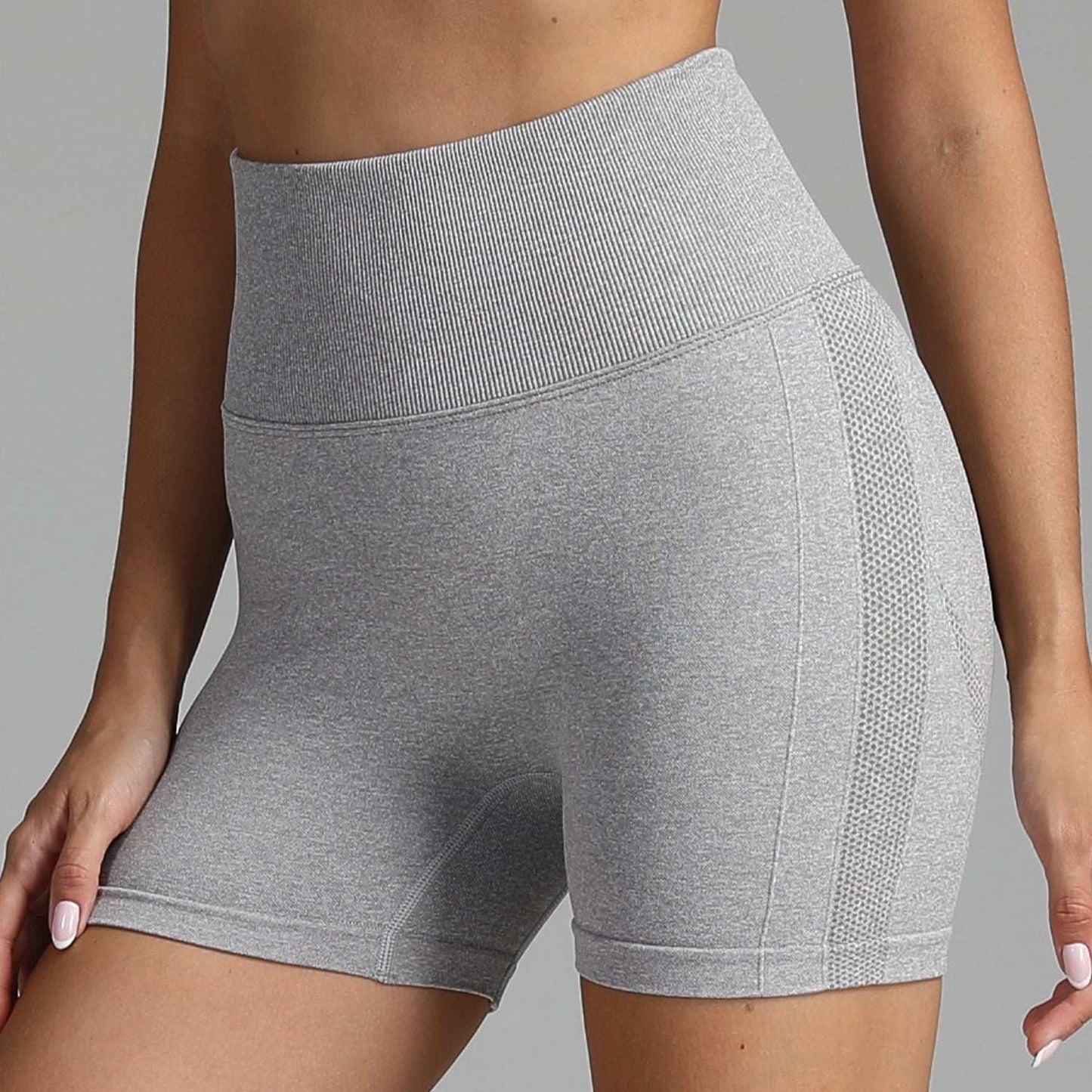 Seamless Yoga Shorts Women Solid Color High Waist Hip - lifting Fitness Pants Running Sweatpants - AMIR BAGS INDIA PRIVATE LIMITED