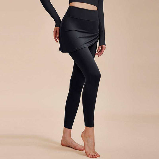 Short Skirt Design Yoga Pants Fake Two - piece Anti - exposure Butt - covering Seamless High - waisted Leggings For Dance Sports Fitness Pants - AMIR BAGS INDIA PRIVATE LIMITED