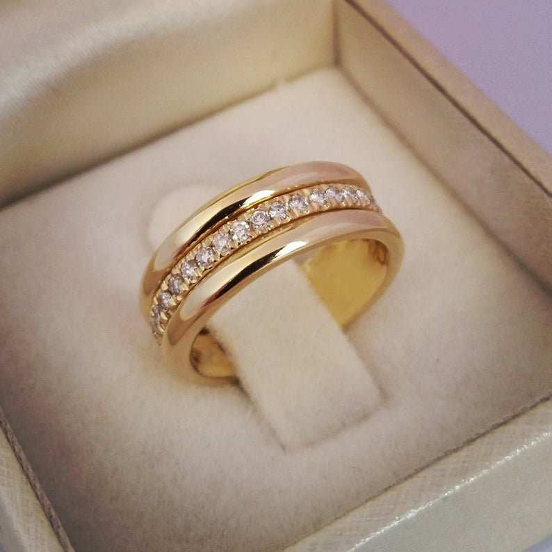 Simple Golden Sliver Rhinestones Ring Copper Plated RIngs Fashion Jewellery - AMIR BAGS INDIA PRIVATE LIMITED