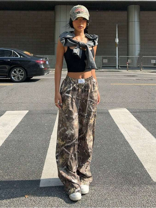 Slimming Casual Pants Hip Hop Retro Street Multi - pocket Camouflage Cargo Pants For Women Y2k Hip - hop Cargo Grunge Baggy Trousers - AMIR BAGS INDIA PRIVATE LIMITED