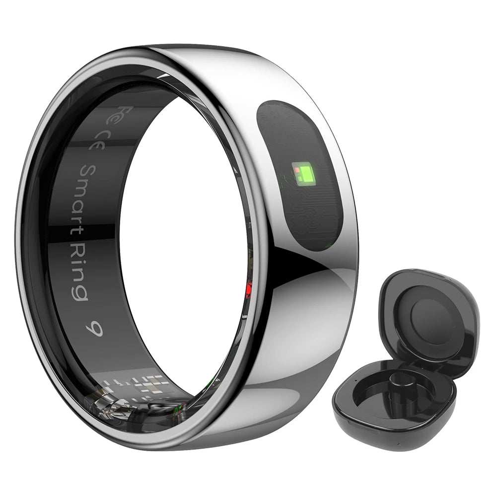 Smart Ring R08 Womens Men Electronic Smartring 5ATM Waterproof Blood Oxygen Pressure Health Monitor with Charging Case for Phone - AMIR BAGS INDIA PRIVATE LIMITED