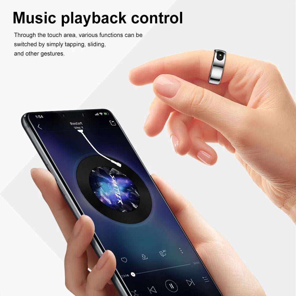 Smart Ring R08 Womens Men Electronic Smartring 5ATM Waterproof Blood Oxygen Pressure Health Monitor with Charging Case for Phone - AMIR BAGS INDIA PRIVATE LIMITED