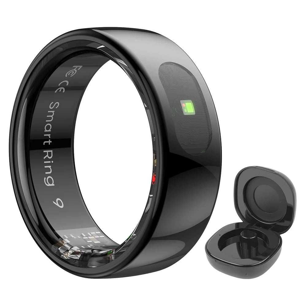 Smart Ring R08 Womens Men Electronic Smartring 5ATM Waterproof Blood Oxygen Pressure Health Monitor with Charging Case for Phone - AMIR BAGS INDIA PRIVATE LIMITED
