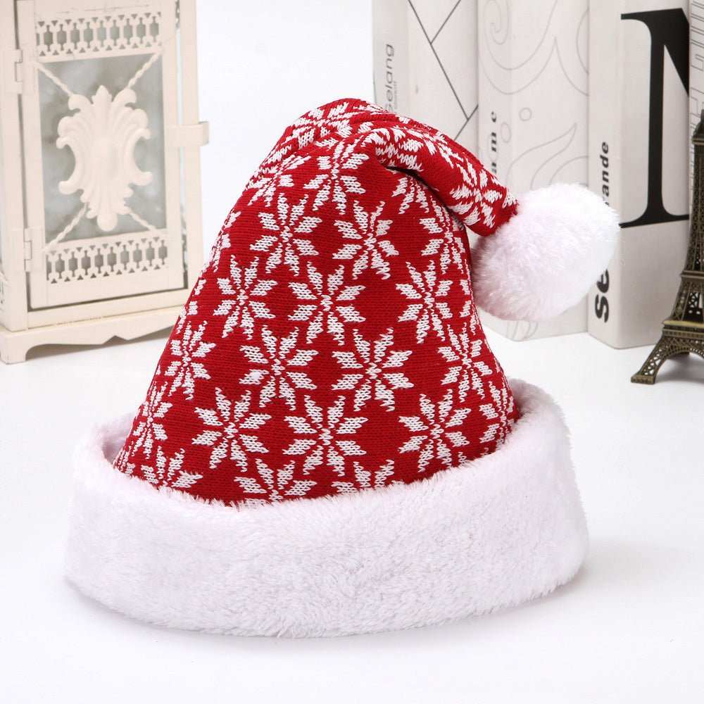Snowflake Deer Knitted Wool Flannel Christmas Hat - AMIR BAGS INDIA PRIVATE LIMITED
