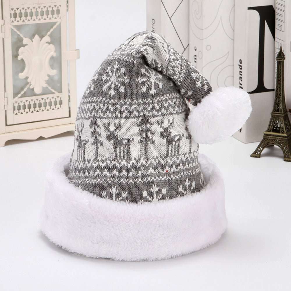 Snowflake Deer Knitted Wool Flannel Christmas Hat - AMIR BAGS INDIA PRIVATE LIMITED