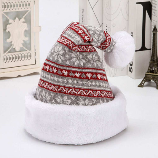 Snowflake Deer Knitted Wool Flannel Christmas Hat - AMIR BAGS INDIA PRIVATE LIMITED