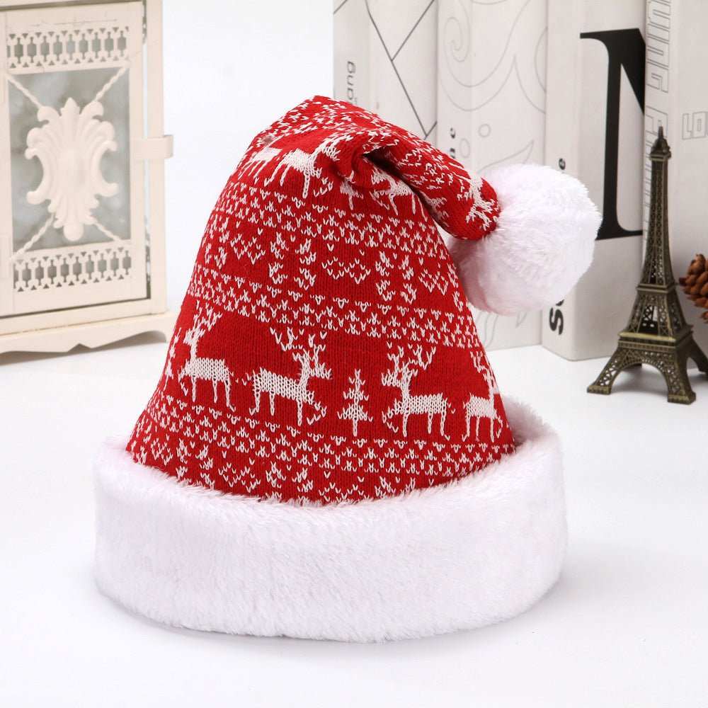 Snowflake Deer Knitted Wool Flannel Christmas Hat - AMIR BAGS INDIA PRIVATE LIMITED