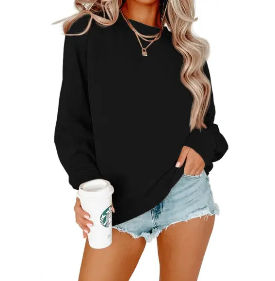 Solid Color Crew Neck Coat Long Sleeve Hoodie - AMIR BAGS INDIA PRIVATE LIMITED