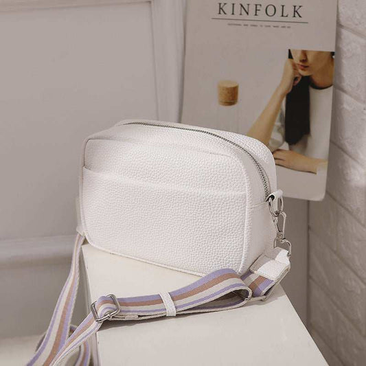 Solid Color Messenger Bag Women's Wide Shoulder Strap Shoulder Bag Small Square Bag - AMIR BAGS INDIA PRIVATE LIMITED