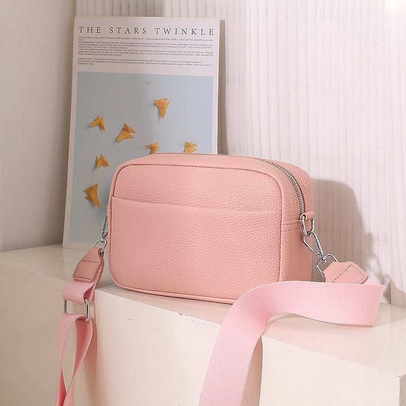 Solid Color Messenger Bag Women's Wide Shoulder Strap Shoulder Bag Small Square Bag - AMIR BAGS INDIA PRIVATE LIMITED