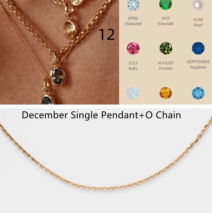 Stainless Steel Twelve Birthday Stone Necklace 12 Birthday Stone Love Pendant Moon Stone Women's Gift Jewelry - AMIR BAGS INDIA PRIVATE LIMITED