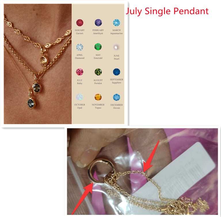 Stainless Steel Twelve Birthday Stone Necklace 12 Birthday Stone Love Pendant Moon Stone Women's Gift Jewelry - AMIR BAGS INDIA PRIVATE LIMITED
