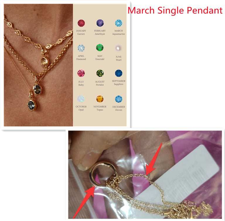Stainless Steel Twelve Birthday Stone Necklace 12 Birthday Stone Love Pendant Moon Stone Women's Gift Jewelry - AMIR BAGS INDIA PRIVATE LIMITED