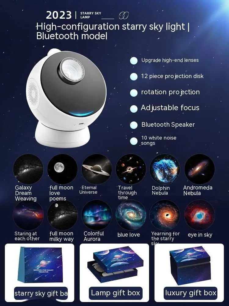 Star Light Projector Creative Galaxy Ambience LightProduct information:Power supply mode: Built-in battery Light color: charging, Bluetooth (6 pieces), Bluetooth-Meteor (6 pieces), Bluetooth (12 pieces), Bluetooth-MeDropshipmanAMIR BAGS INDIA PRIVATE LIMITEDnull