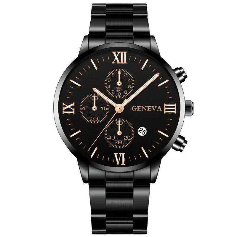 Steel Watch Men's Stainless Steel Three - eye Calendar - AMIR BAGS INDIA PRIVATE LIMITED