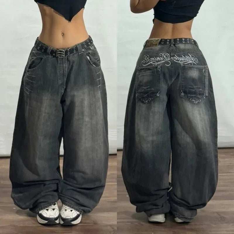 Streetwear New Fashion Oversized Print Baggy Jeans Y2K Harajuku Hip - Hop Vintage Pop Gothic High Waist Wide - Leg Pants Trousers - AMIR BAGS INDIA PRIVATE LIMITED