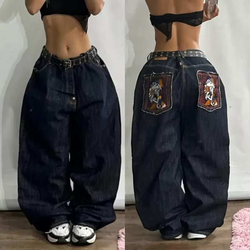 Streetwear New Fashion Oversized Print Baggy Jeans Y2K Harajuku Hip - Hop Vintage Pop Gothic High Waist Wide - Leg Pants Trousers - AMIR BAGS INDIA PRIVATE LIMITED