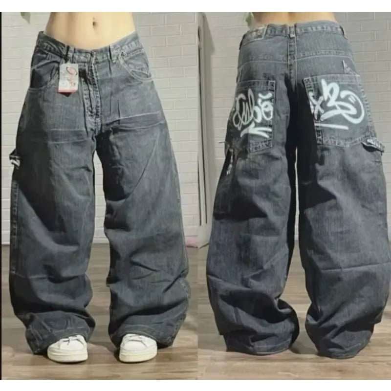 Streetwear New Fashion Oversized Print Baggy Jeans Y2K Harajuku Hip - Hop Vintage Pop Gothic High Waist Wide - Leg Pants Trousers - AMIR BAGS INDIA PRIVATE LIMITED