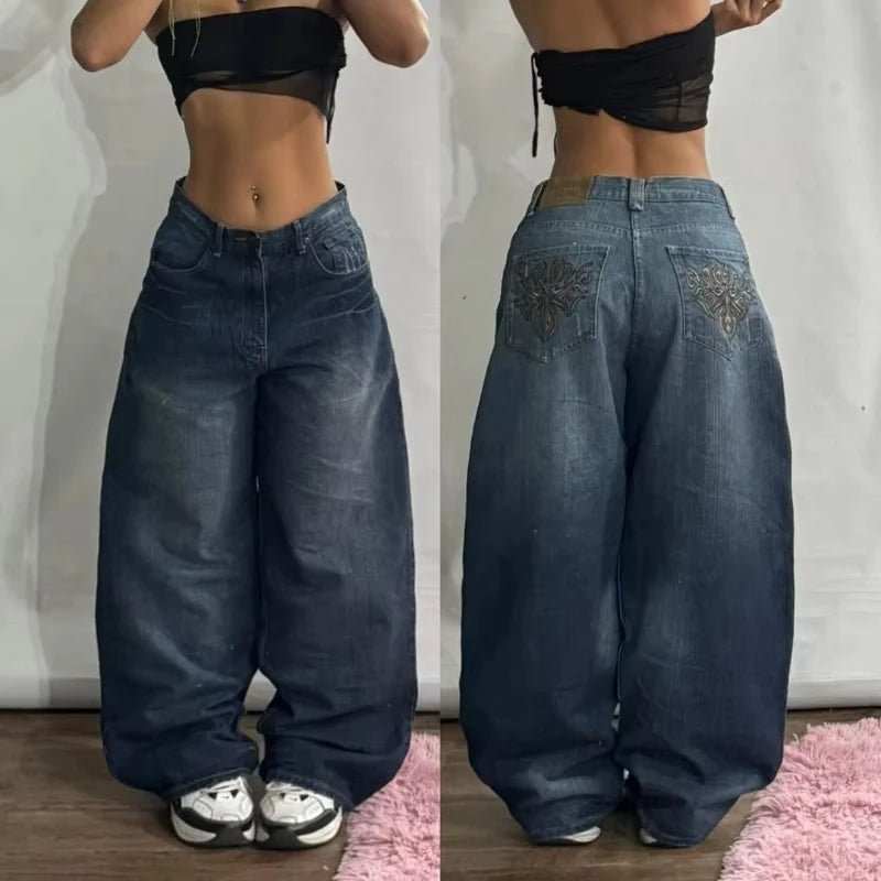 Streetwear New Fashion Oversized Print Baggy Jeans Y2K Harajuku Hip - Hop Vintage Pop Gothic High Waist Wide - Leg Pants Trousers - AMIR BAGS INDIA PRIVATE LIMITED