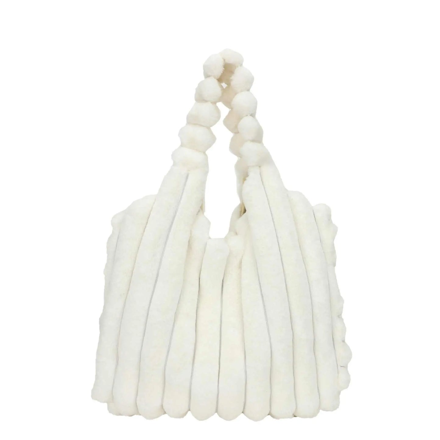 Striped Design Plush Bag Winter Fashion Shoulder Armpit Bags Large Capacity Furry Handbags Portable Cute Shopping Tote Bag - AMIR BAGS INDIA PRIVATE LIMITED