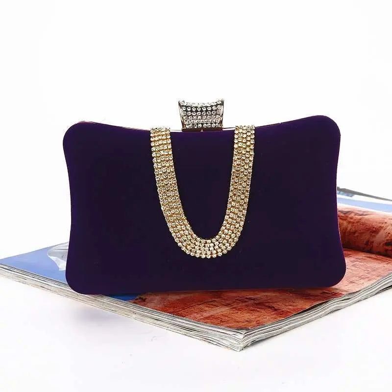 Suede European And American Food Bag U - shaped Diamond - AMIR BAGS INDIA PRIVATE LIMITED