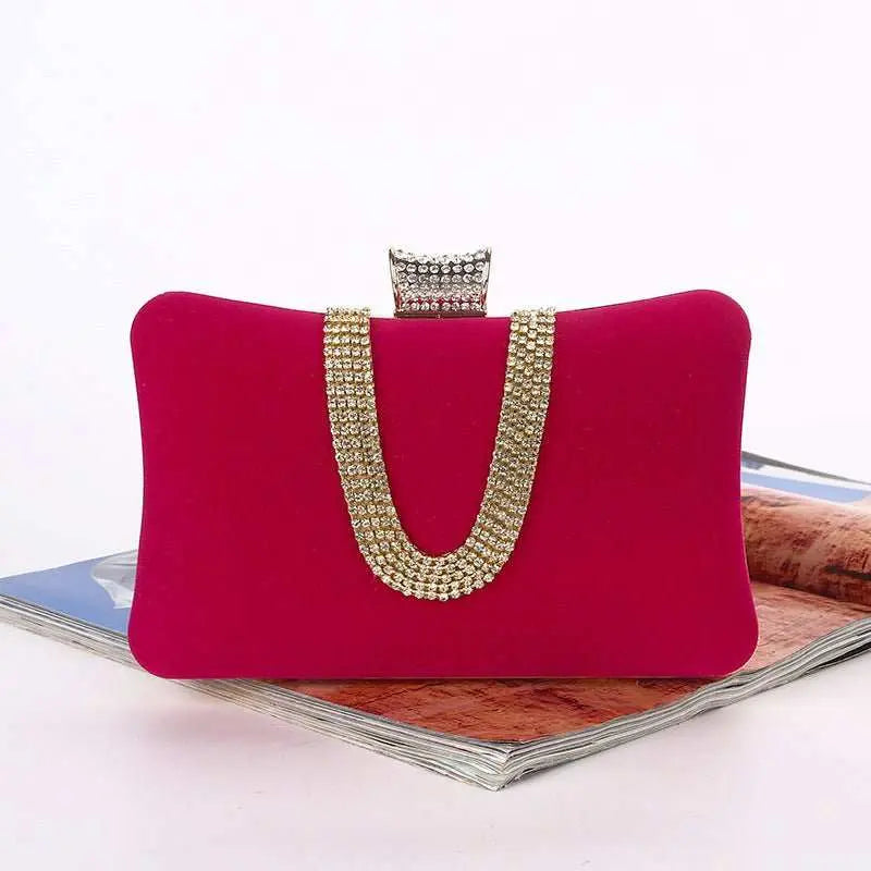 Suede European And American Food Bag U - shaped Diamond - AMIR BAGS INDIA PRIVATE LIMITED