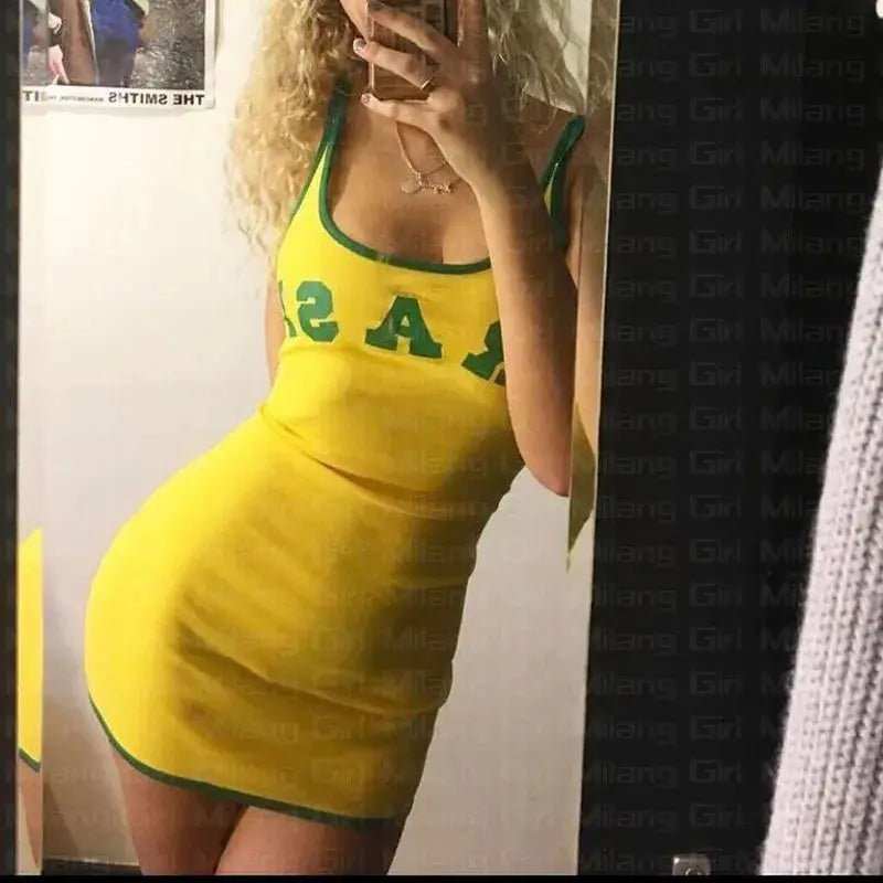 Summer 2024 Vest Mini Dress Women Clothing Slim Bodycon Dress Sporty Style Open Back Hollow Out High Waist Streetwear Vestidos - AMIR BAGS INDIA PRIVATE LIMITED