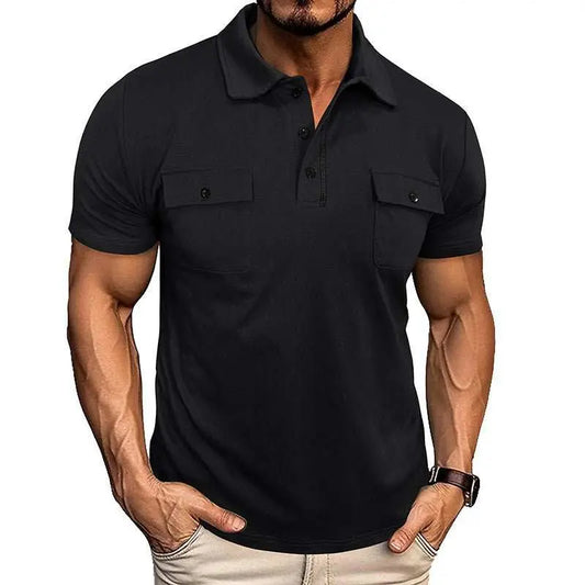 Summer Lapel Button Polo Shirt With Pockets Outdoor Fashion Short Sleeve Tops For Men Clothing - AMIR BAGS INDIA PRIVATE LIMITED