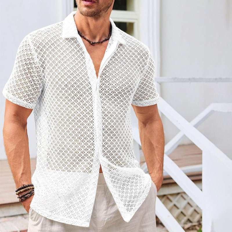 Summer Mesh Short Sleeve Shirt Fashion Solid Color Lapel Shirt Tops BeOverview:Unique design, stylish and beautiful.Good material, comfortable wear.A variety of colors, any choice.Product information:Color: Milky White, white, black StDropshipmanAMIR BAGS INDIA PRIVATE LIMITEDnull