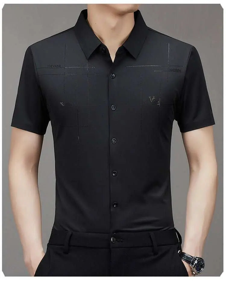 Summer New Men's Short-sleeved Shirt Seamless Business ShirtProduct information:Pattern: stripes Thickness: ordinary Color: white, black, wine red, dark green, dark blue, mechanical blue, sky blue Main fabric composition: PolDropshipmanAMIR BAGS INDIA PRIVATE LIMITEDnull