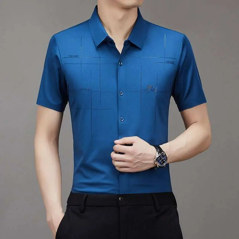 Summer New Men's Short-sleeved Shirt Seamless Business ShirtProduct information:Pattern: stripes Thickness: ordinary Color: white, black, wine red, dark green, dark blue, mechanical blue, sky blue Main fabric composition: PolDropshipmanAMIR BAGS INDIA PRIVATE LIMITEDnull