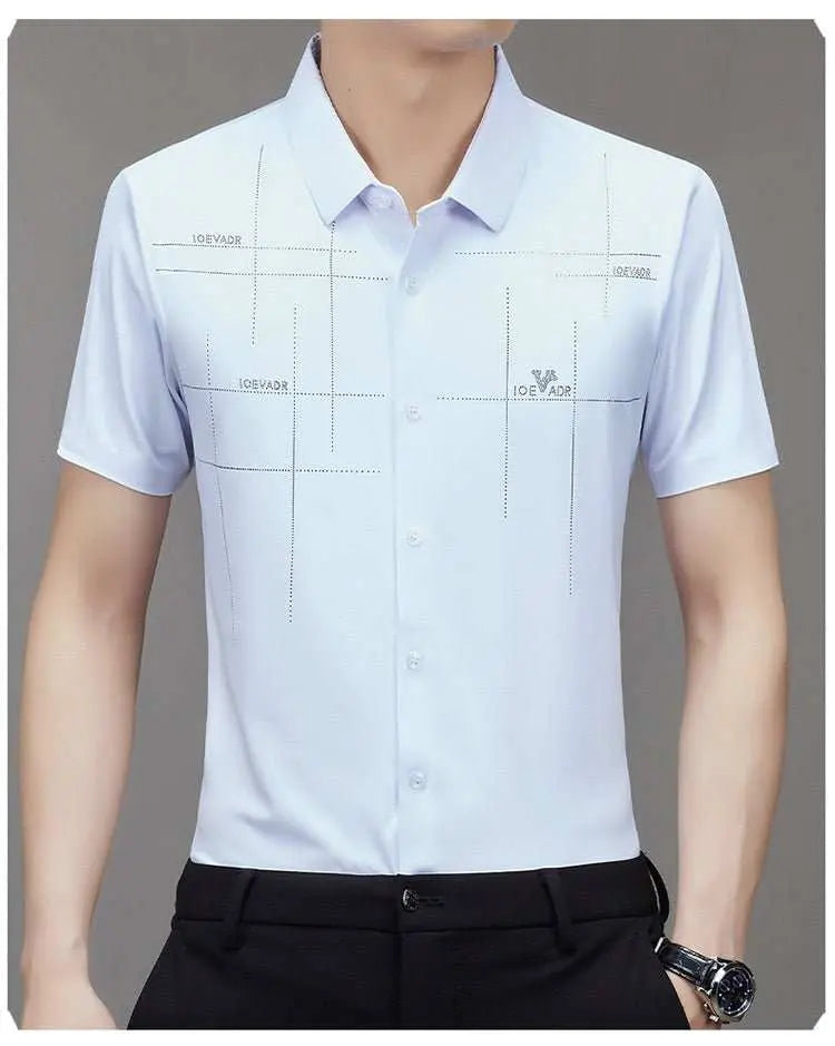 Summer New Men's Short-sleeved Shirt Seamless Business ShirtProduct information:Pattern: stripes Thickness: ordinary Color: white, black, wine red, dark green, dark blue, mechanical blue, sky blue Main fabric composition: PolDropshipmanAMIR BAGS INDIA PRIVATE LIMITEDnull