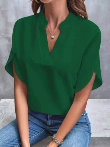 Summer Short - sleeved Chiffon Shirt New V - neck Shirt Women's Casual Versatile Clothing - AMIR BAGS INDIA PRIVATE LIMITED