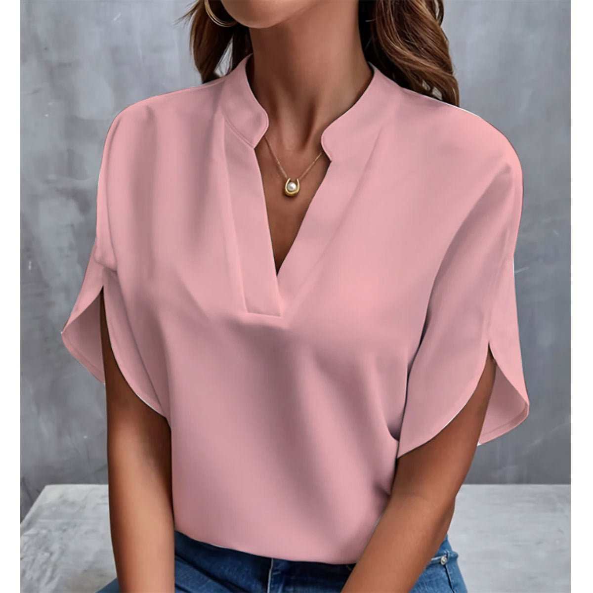 Summer Short - sleeved Chiffon Shirt New V - neck Shirt Women's Casual Versatile Clothing - AMIR BAGS INDIA PRIVATE LIMITED